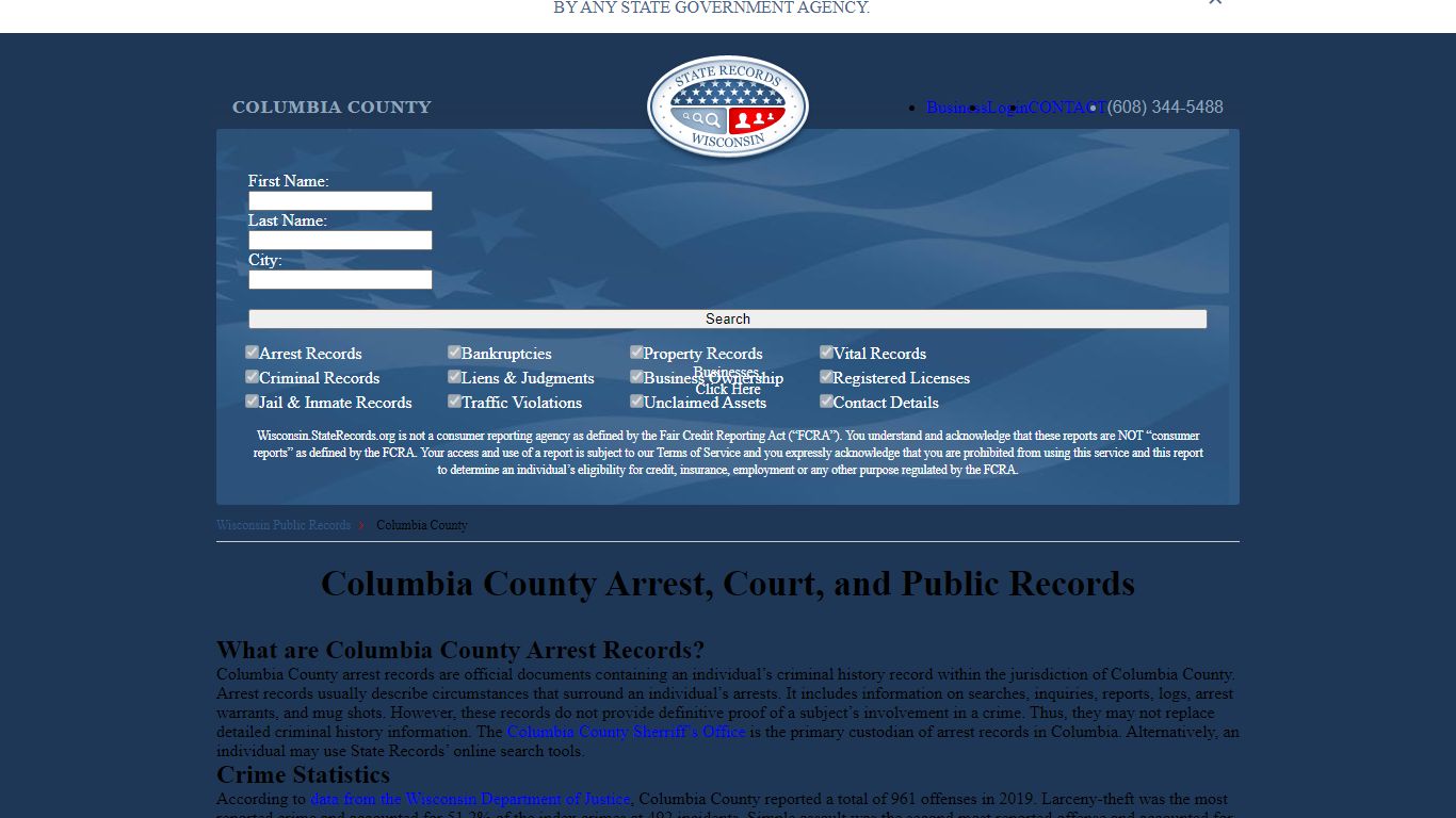 Columbia County Arrest, Court, and Public Records