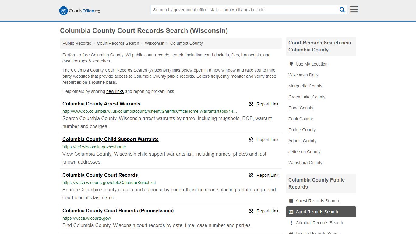 Columbia County Court Records Search (Wisconsin) - County Office