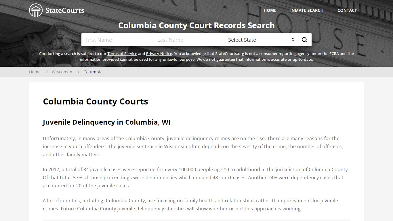 Columbia County, WI Courts - Records & Cases - StateCourts
